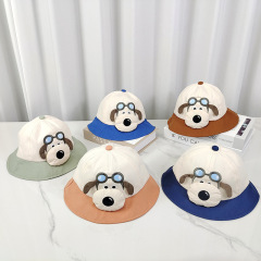 小狗盆帽寶寶帽子春秋可愛男女童漁夫帽超萌防曬帽嬰兒遮陽帽批發