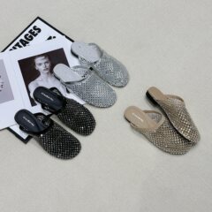 レトロな小さな香風の靴真珠の浅い口はドリルのデザイン感に満ちています。