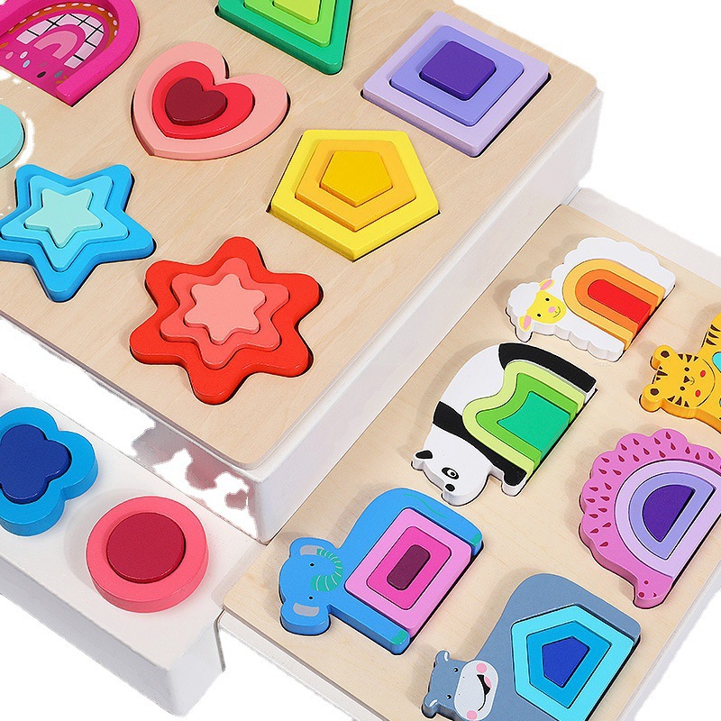Juguetes de educación temprana rompecabezas convexo forma geométrica cognitiva a juego bebé 1-3 años juguetes de madera