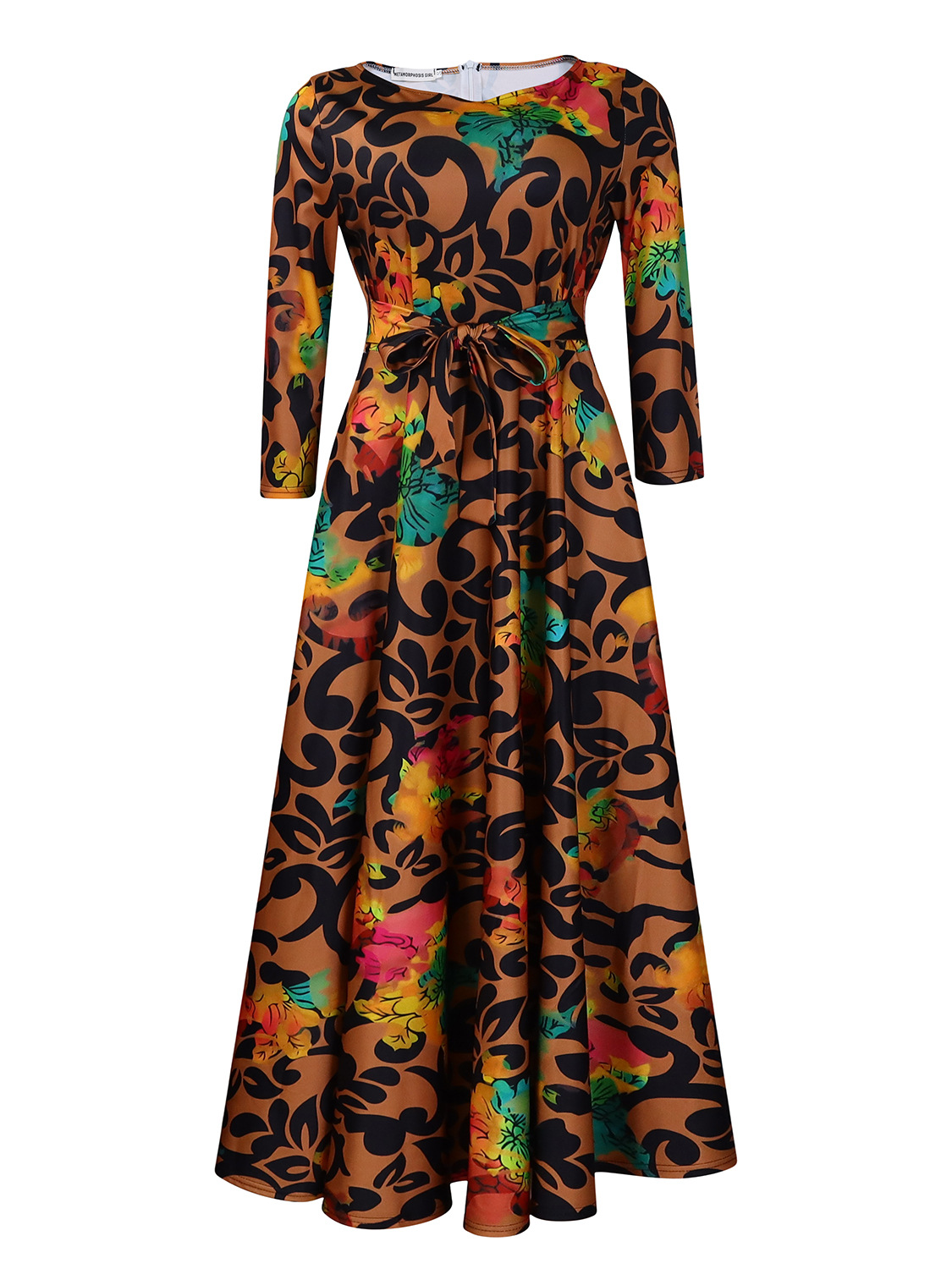 Plus Size African Print Maxi Dress Stylish Floral Design Tie Neck Flowy Silhouette Spring Summer Occasion Wholesale