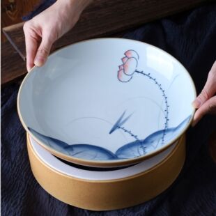 Creative Ming Dish Cooked Food Self-service Display Plate Chinese Hotel Restaurant Ceramic Plate with Base Small Women's Dinnerware