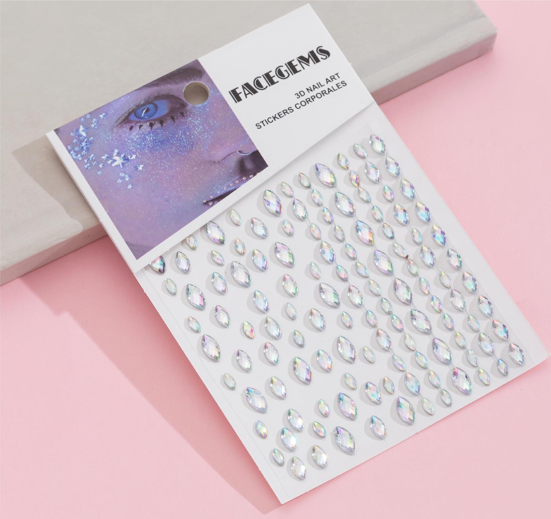 Tang traje antiguo disfraz maquillaje color diamante acrílico cara pegatinas de diamantes