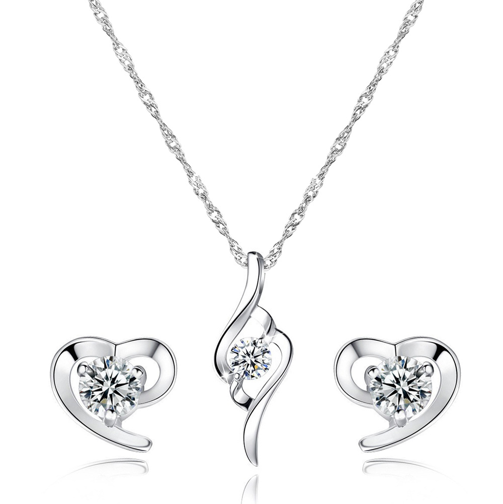 Traje de joyería de perlas de diamantes de Venta caliente transfronteriza temperamento de moda de mujer flor geométrica gota de agua collar pendientes traje