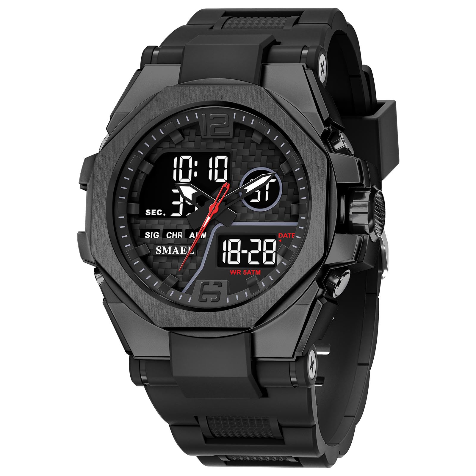 SMAEL Smaller tendencia al aire libre aleación táctica doble reloj de pulsera nocturna impermeable doble reloj electrónico 8103
