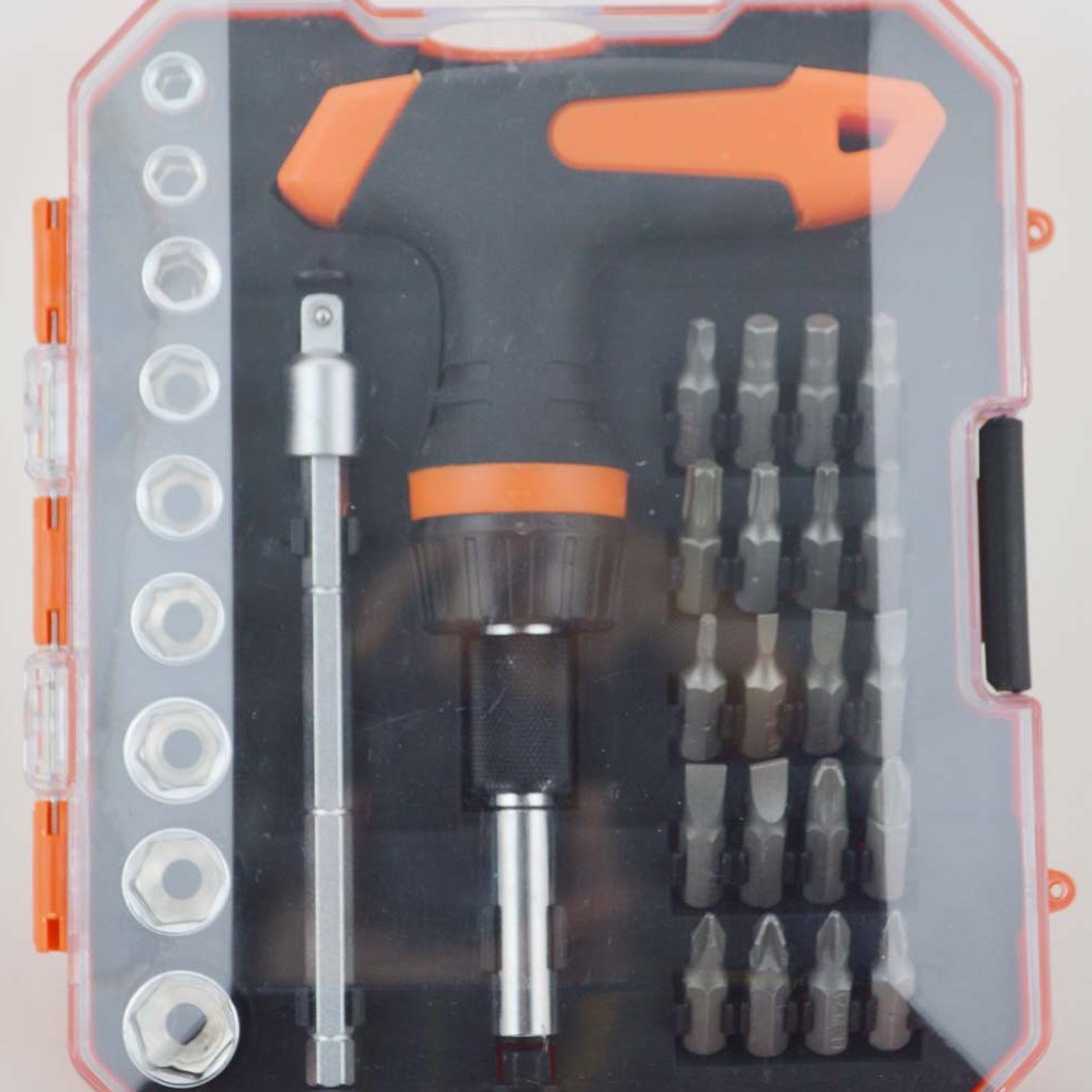 HZF-8226供应32件T型可伸缩棘轮螺丝刀组套，家用修理工具，扳手