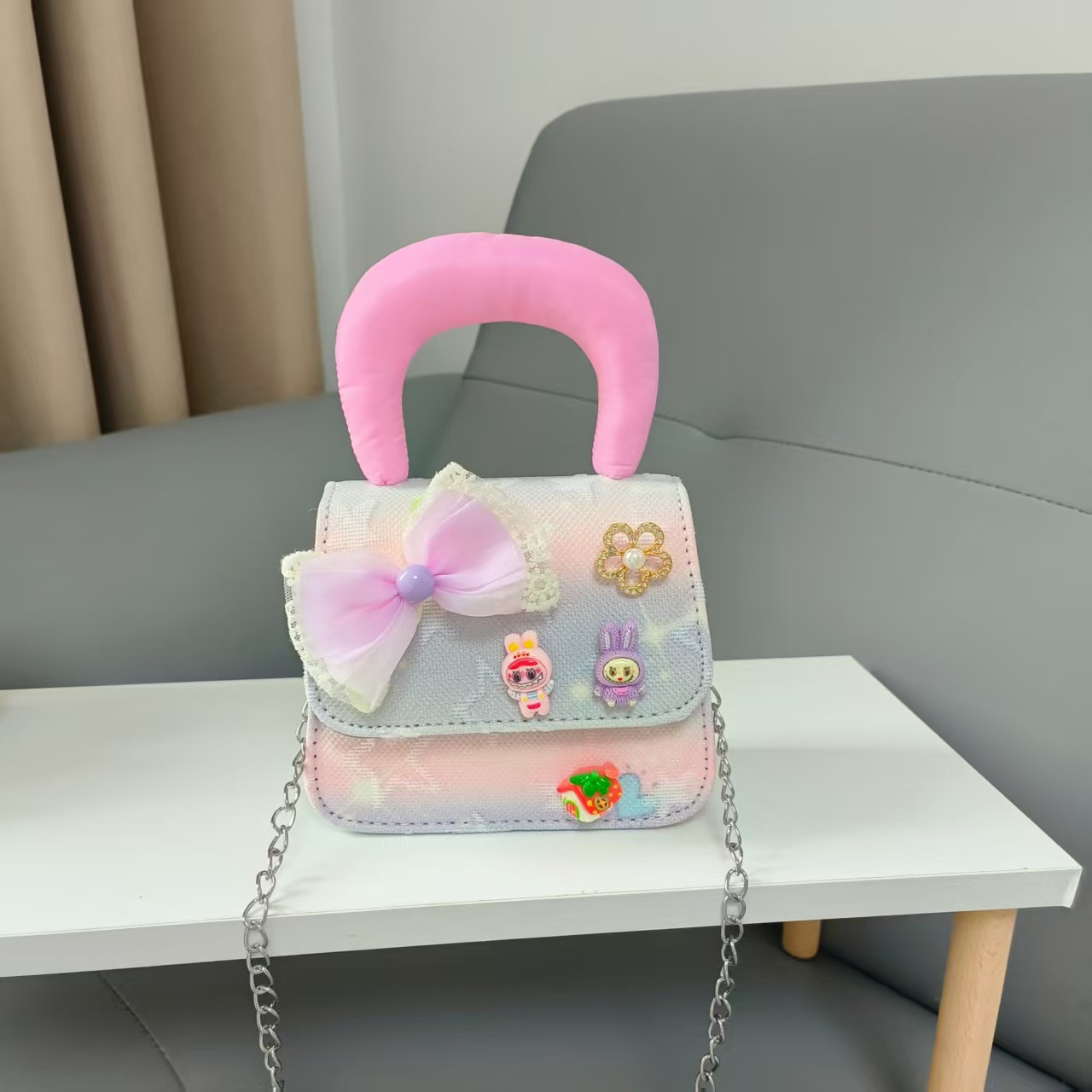 Bolso de princesa de arco de Año Nuevo para niños bolso de Año Nuevo bolso de hombro de dibujos animados cadena pequeña bolsa de accesorios de viento fragante