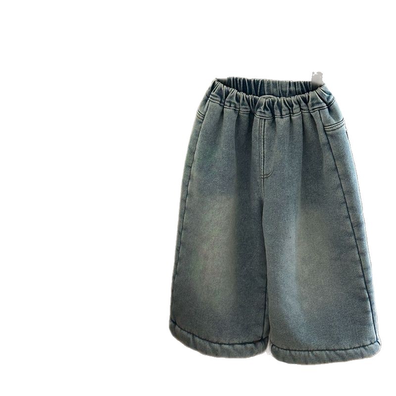 Nuevos niños otoño y invierno más jeans de terciopelo grueso en una moda de terciopelo recto pantalones de piernas anchas pantalones de bebé image 5