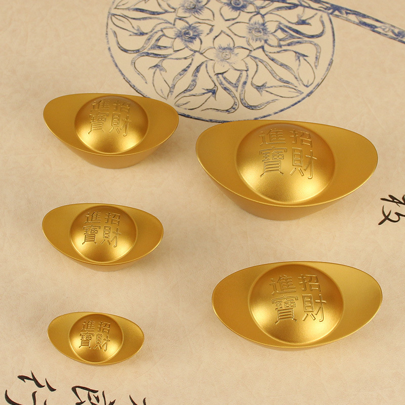 Copper alloy gold ingot solid gold ingot Chinese living room decorations opening housewarming gift feng shui ornaments