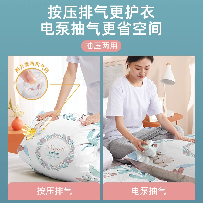 Vacuum duvet for home use, storage system, pack, bag