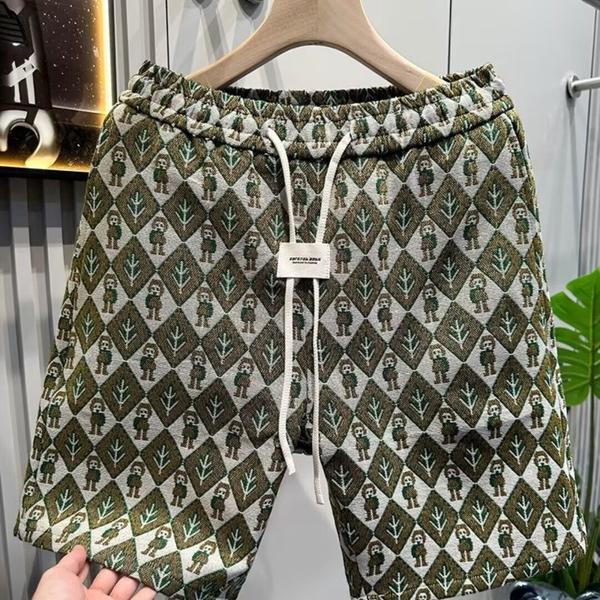 Breathable Men's Casual Shorts With Adjustable Drawstring & Trendy Print - Loose Fit Quick-Dry Sport Shorts For Summer_viptrois.com