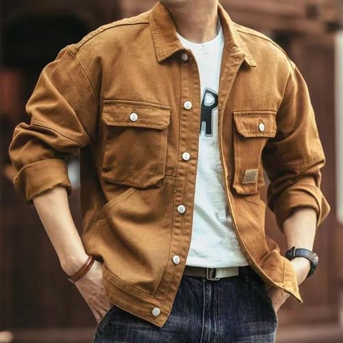 Heavyweight American New Retro Denim Jacket for Men Spring and Autumn Season Trend Brand Loose Tough Hunter Suit Work Jacket for Men