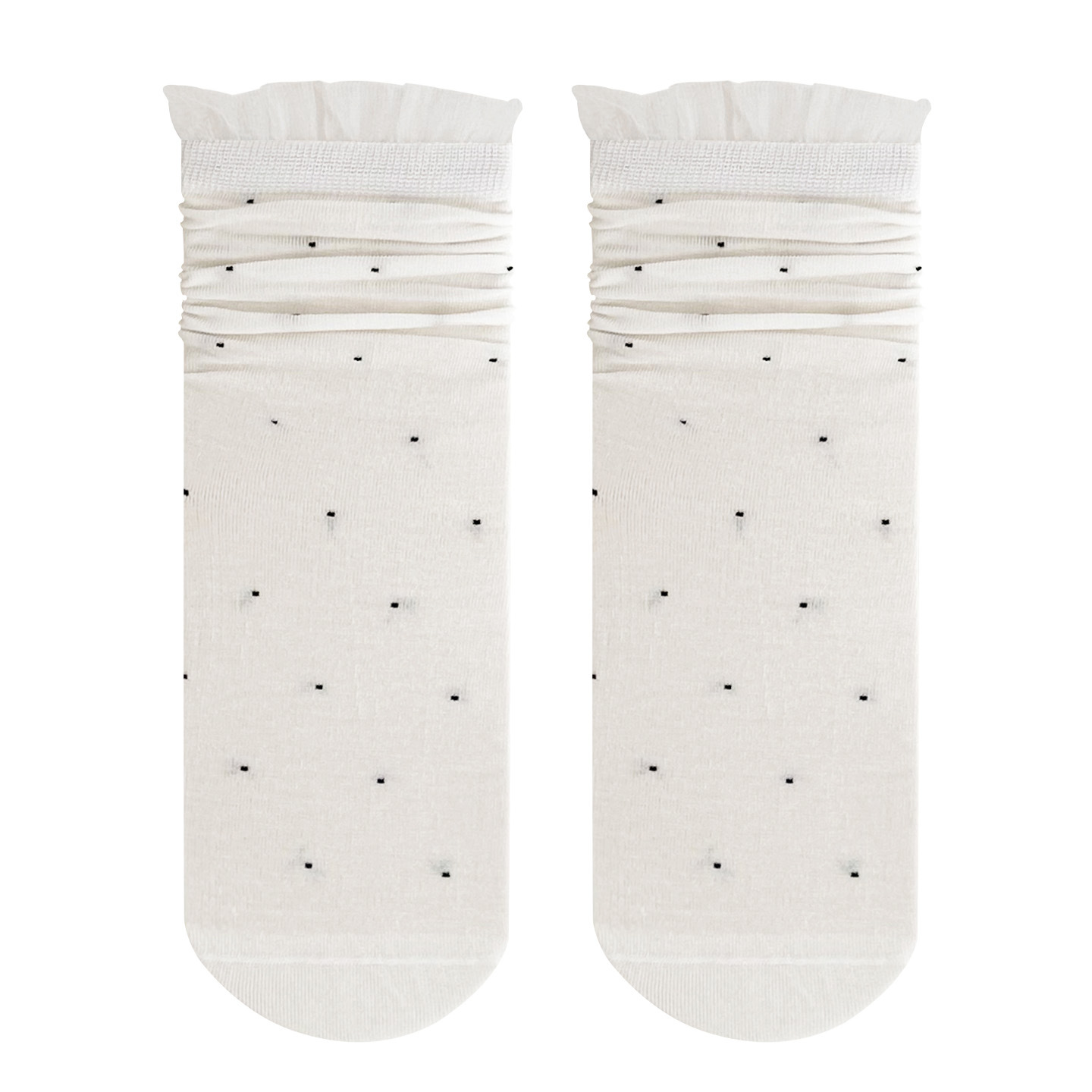 Calcetines de lunares Calcetines de pila fina de verano para niños Calcetines de tubo de niña de estilo ballet de encaje de algodón dulce y deshuesado