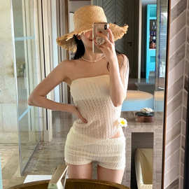 性感韩版度假泳衣女ins时尚性感分体高腰平角网红抹胸跨境游泳衣