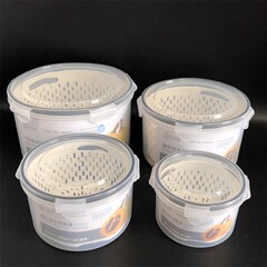 防水バスケット付き二層鮮度保持ボックス、野菜ボックス、冷蔵庫、果物排水ボックス、電子レンジ弁当箱、ポータブルプラスチックボックス