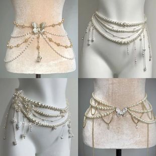 Waist chain collection ~ Choker multi -layer pearl waist chain chain palace dinner dinner shoulder chain light luxury leg chain unique necklace