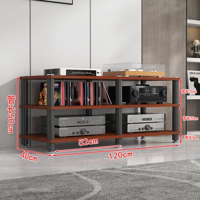 Electric car big tripod, Cabinet Amplifier Stand Hifi - three-layer-black-frame-teak