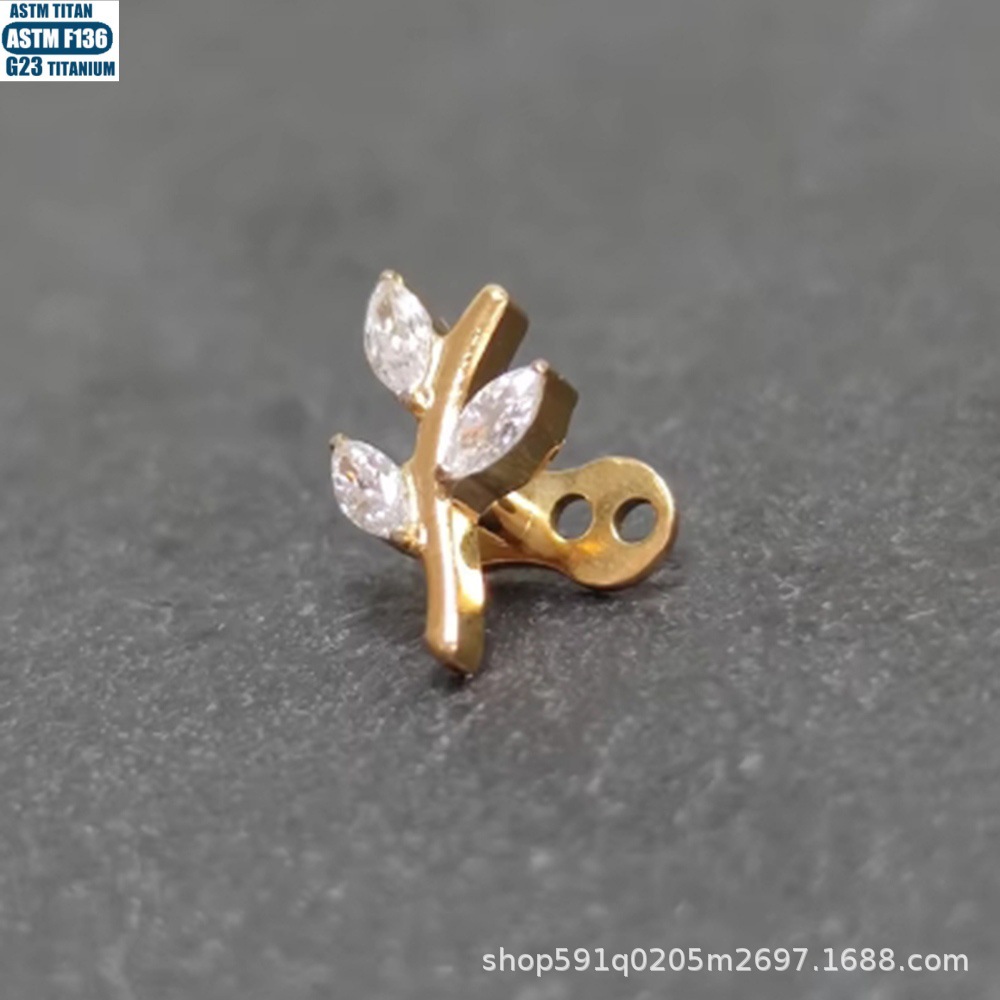 F136 Titanium Alloy Flower-Shaped Zircon Bone Nail Internally Threaded Body Piercing Jewelry Subcutaneous Implant Nail detail image 9