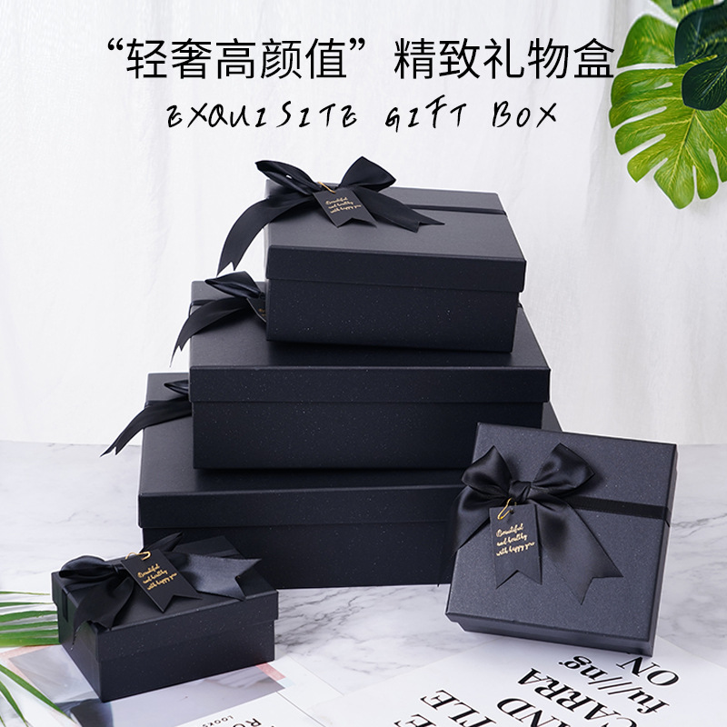 Inventario al por mayor cajas de embalaje de cubierta Tiandi Caja de regalo de arco negro Caja de regalo de cumpleaños Caja de regalo de día de San Valentín Caja de regalo image 1