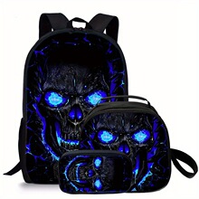P 34156 Skull Student Backpack ����ͷѧ��˫����羳����