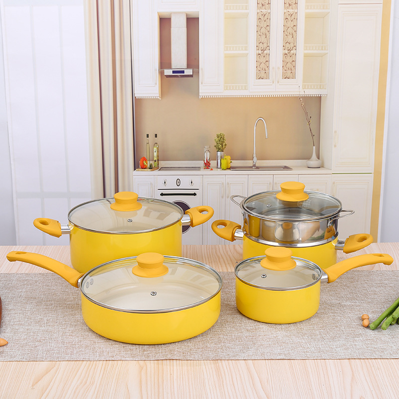 Hogar Sartén regalo de negocios de cinco piezas antiadherente suplemento alimenticio olla regalo olla traje al por mayor