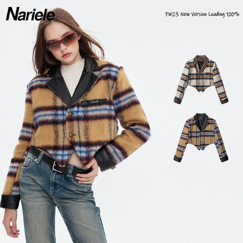 Hey Henry European And American Winter Irregular Fashion Brand Plaid Coat Cotton Coat Female Retro Small High-end