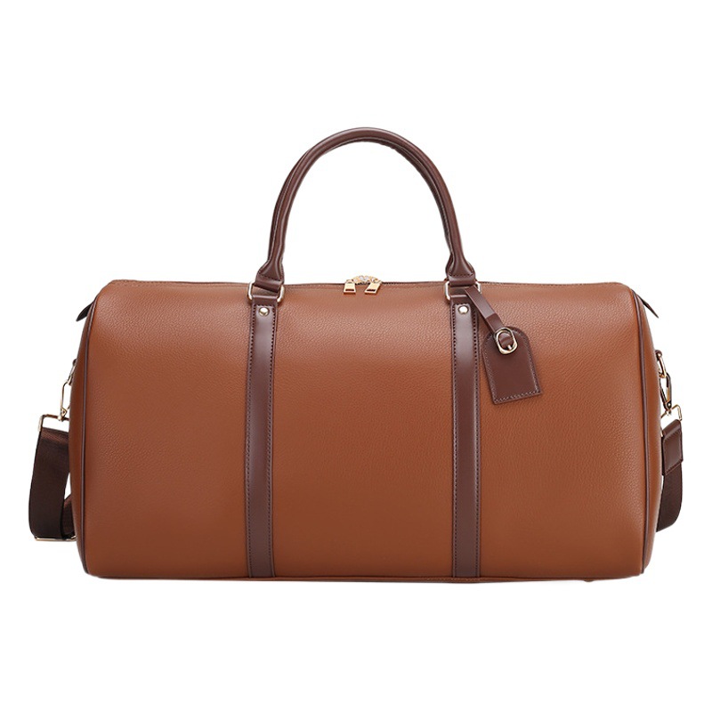 Korean Style New Style Travel Bag Large Capacity Portable Travel Luggage Bag Dry and Wet Separation Soft Leather Solid Color Fitness Bag