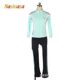 福诺花样滑冰服套装训练服亲肤薄绒儿童成人轮滑训练表演浅蓝套装