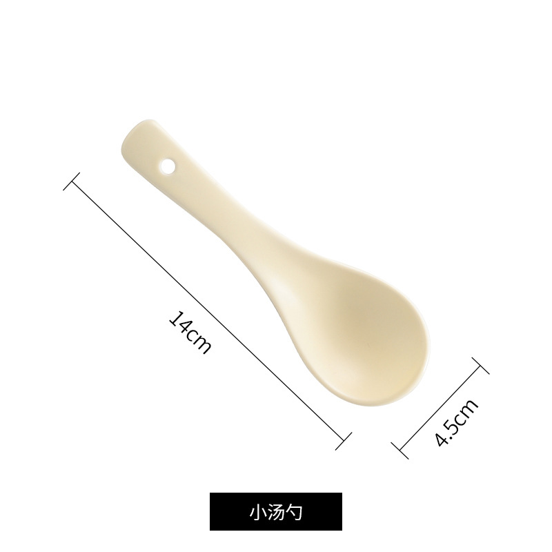 Juego de Vajilla de Cerámica Color Crema, Incluye Platos, Tazones y Cucharas