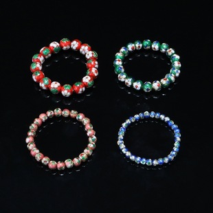 Beijing Cloisonné Classical Ethnic Style Jewelry Hand Ornaments Filigree Enamel Filigree Silver Blue Round Bead Bracelet