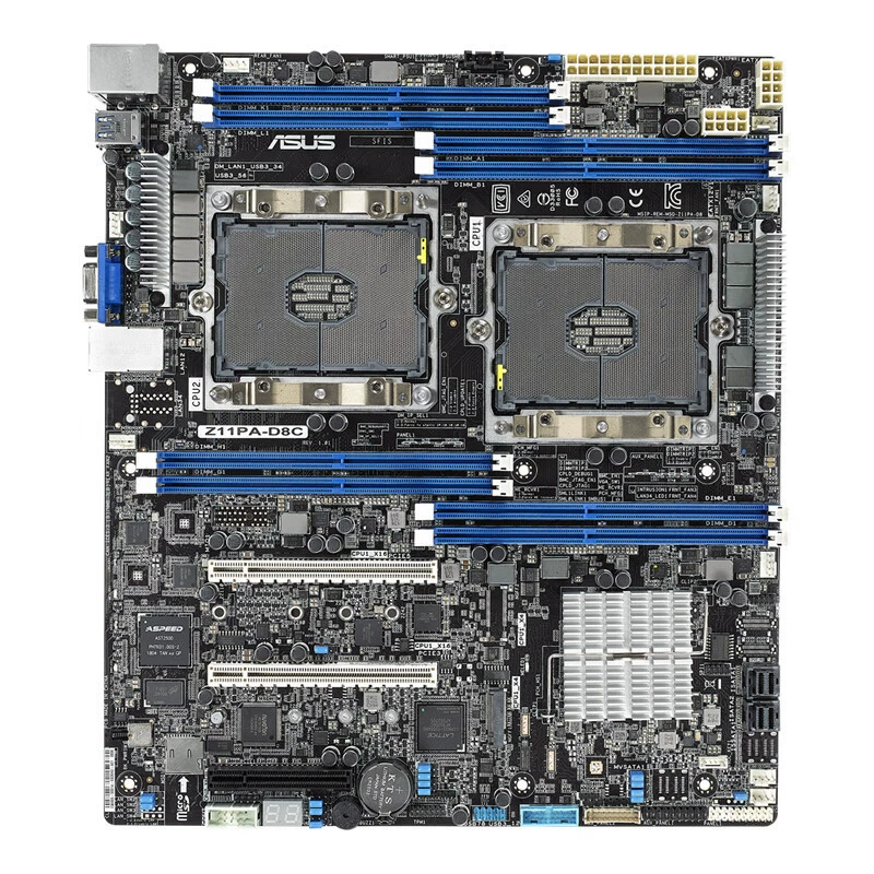 Серверная материнская плата Intel/ASUS Z11PA-D8C, двухканальная, чипсет C621, сокет LGA3647