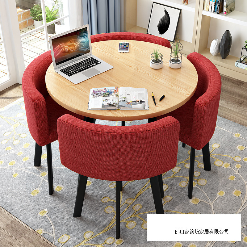 创意简约休闲小圆桌洽谈桌椅组合办公室会客接待桌咖啡奶茶店餐桌|undefined