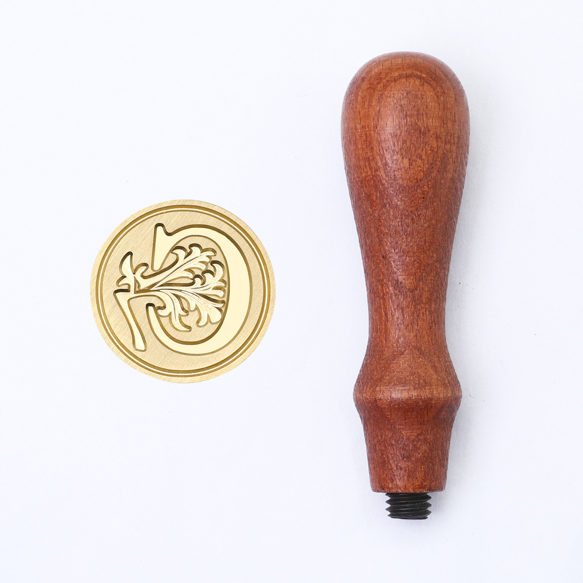 Sello de pintura de fuego retro cabeza de capítulo letra europea sello de un solo capítulo mango de madera cuenta de mano sello de pintura de fuego cabeza de cobre redondo sólido