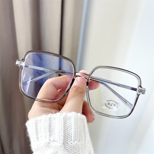 30051t Fashion Large Frame TR90 Anti-Blue Light Eyeglass Frame, Neutral Street Style, Sand Coffee Color, Prescription Glasses