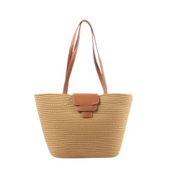 A Large Capacity Tote Bag with a Flip Cover, Embroidered Bag with Cotton Rope, Versatile and Fashionable Shoulder Bag for Women