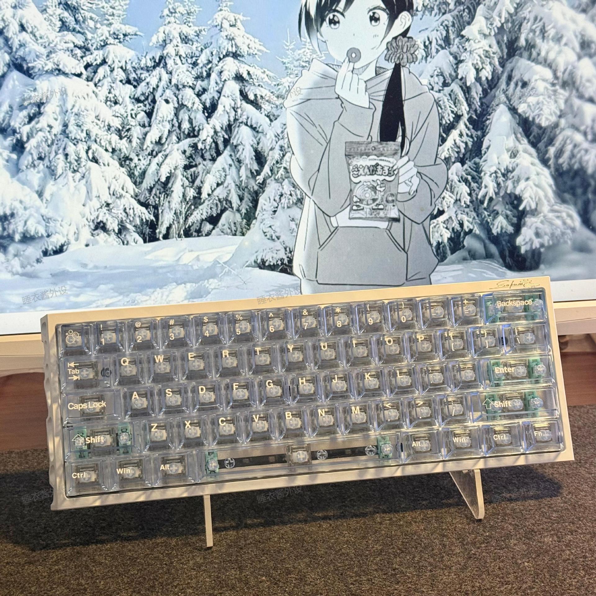 Glacier Blue Pc Transparent Keycap Pad Printing Original Light-Transmitting Adapter Wooting Us and Canadian Lionmai Magnetic Axis Keyboard