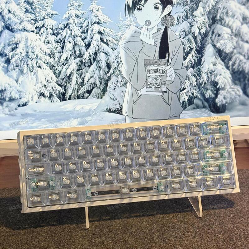 Glacier Blue Pc Transparent Keycap Pad Printing Original Light-Transmitting Adapter Wooting Us and Canadian Lionmai Magnetic Axis Keyboard