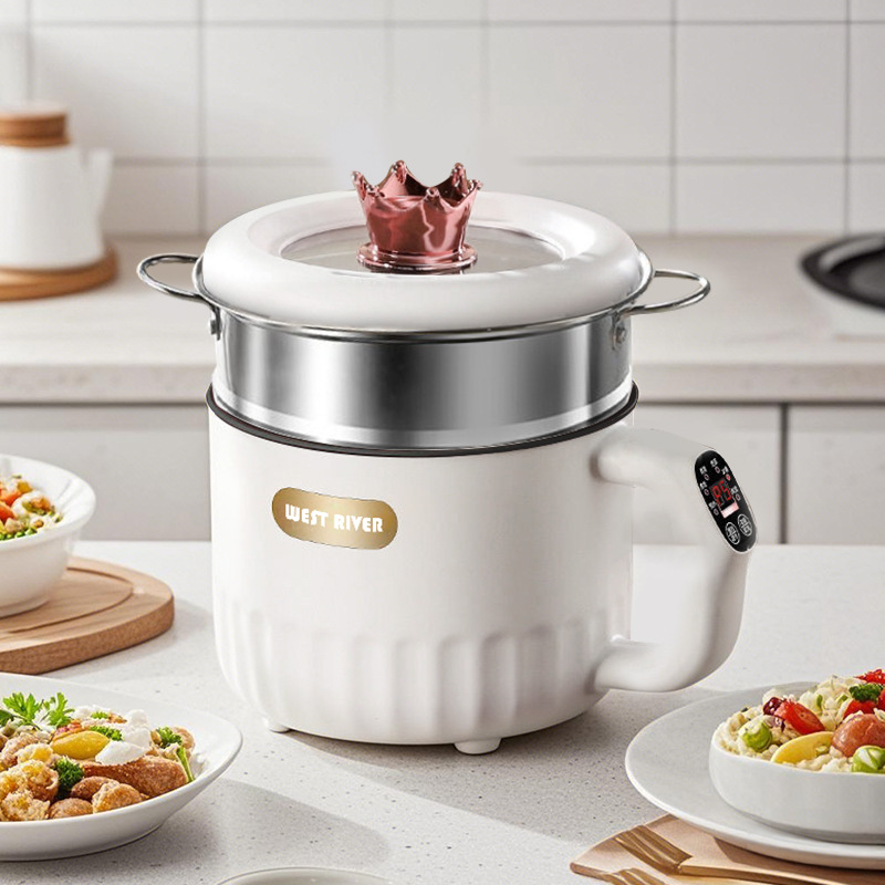 화이트: 스마트 전기밥솥 [흑자기 내솥] 단일 냄비 + 스틸 케이지 + 배수 바구니