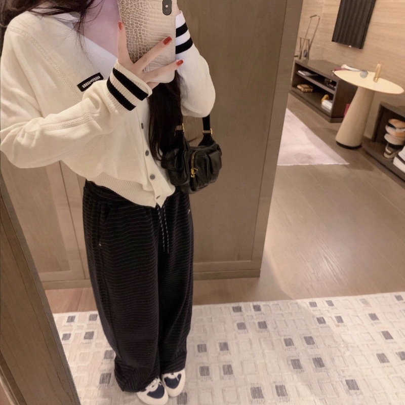 南油女装2025新款秋季M系开衫针织衫+M系阔腿裤休闲裤两件套装|undefined