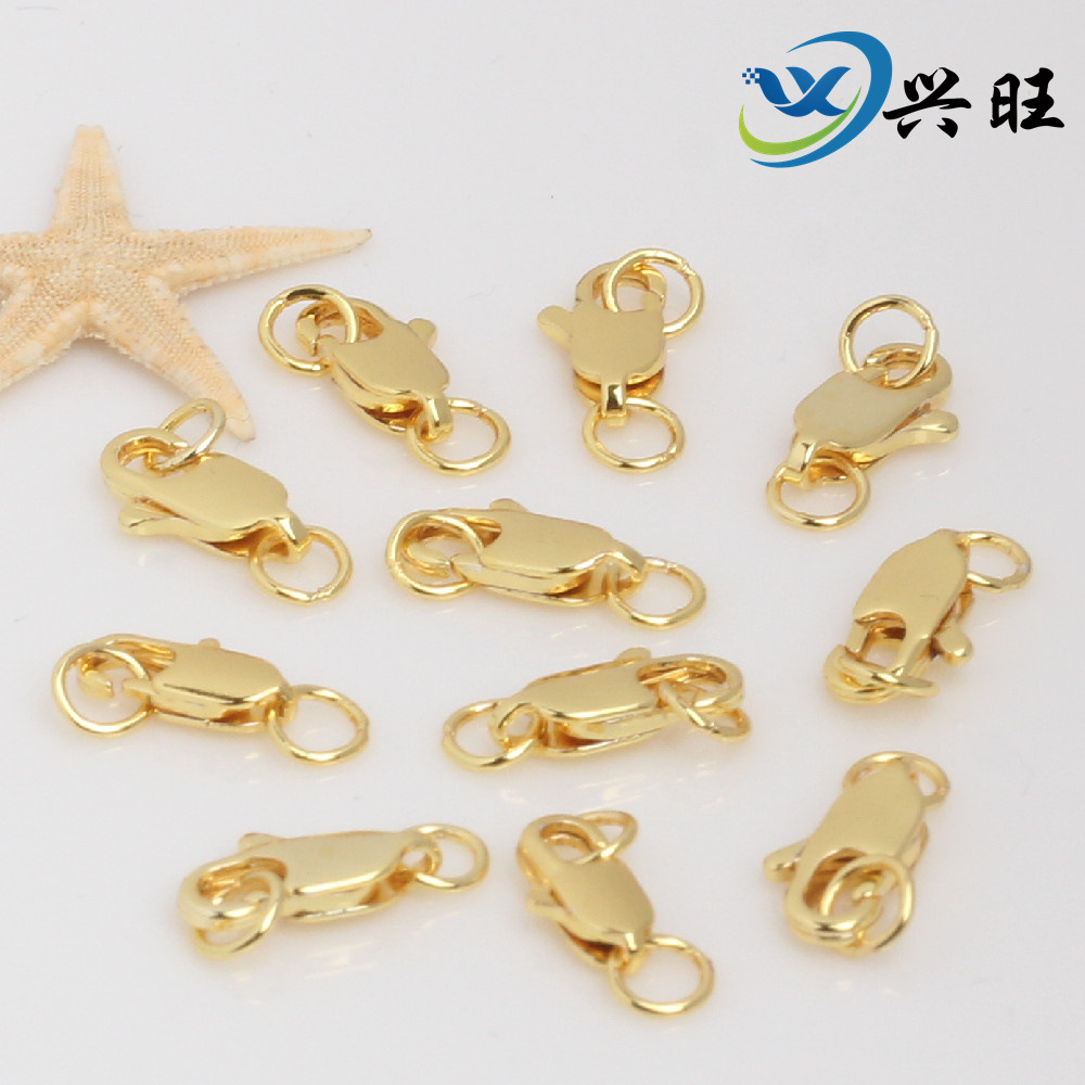 14k/18k包金保色鱼尾扣 diy手工饰品配件 金色项链手链连接收尾扣