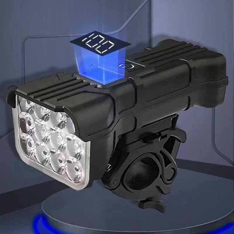 Bicycle Headlights USB Charging High Brightness 12LED with Digital Display Night Outdoor Horn Light Bounce Fruit Riding_voghion.com