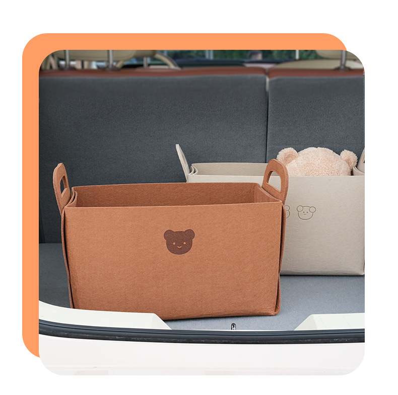 Car Trunk Storage Box Cartoon Bear Large Capacity Car Interior Storage Basket Foldable Car Storage Box