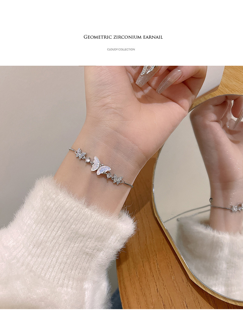 Fashion Butterfly Titanium Steel Plating Zircon Bracelets 1 Piece