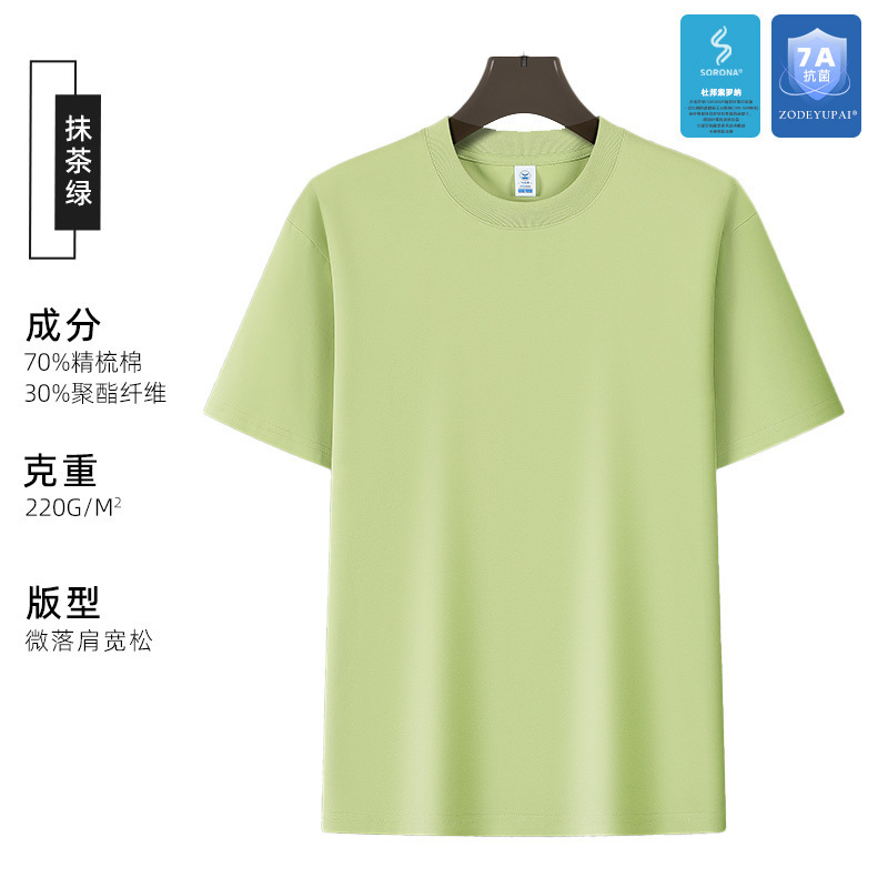 Camiseta Cultural de Manga Corta Antibacteriana Sorona 7A con Estampados y Bordados, Cuello Redondo, Ropa de Trabajo, Impresión de Logotipo Personalizado