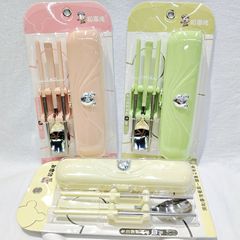 不锈钢便携餐具高颜值儿童筷子勺子套装学生便携餐具套盒