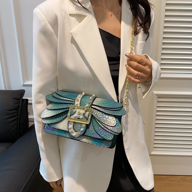Bolso de cadena de comercio exterior transfronterizo 2025, otoño nuevo colorido bolso de hombro mariposa de mujer, bolso de mochila dorado brillante con diamantes
