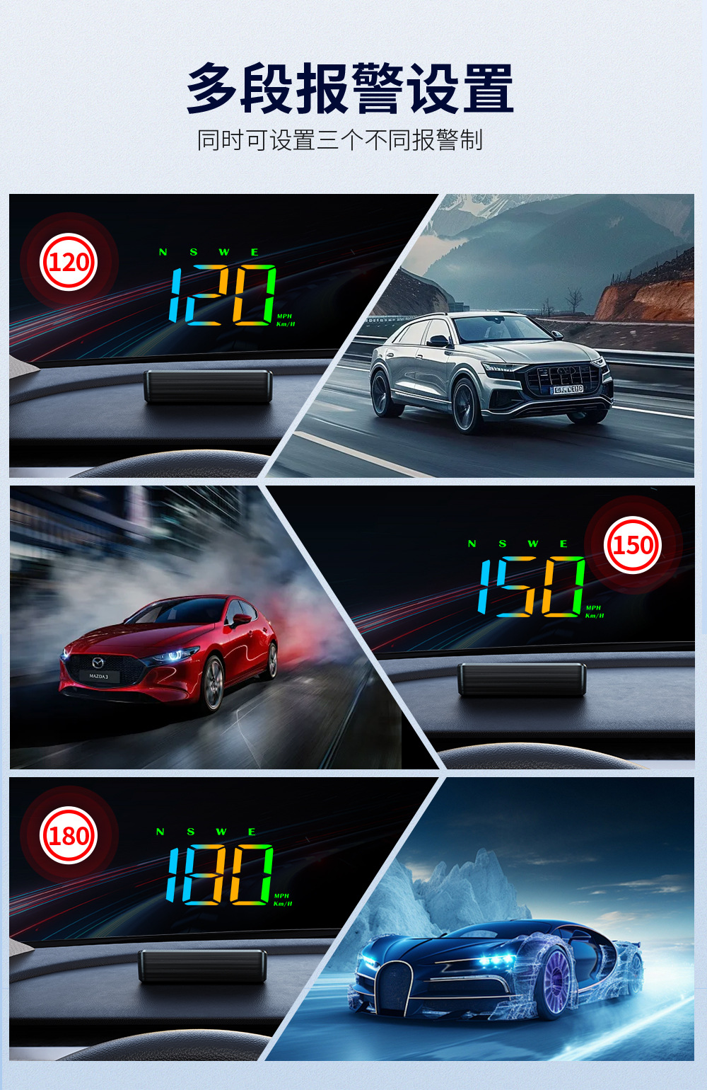 Hud Head-Up Display Car Color Screen Speedometer Universal Gps Speedometer High-Definition Reflective Head-Up Car Display