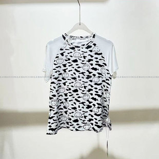Bfx Baifuxiong Kidsren's Girls' Nightgown Round Neck Short-Sleeved T-Shirt Boys Summer New Loose Casual Printed Pajamas