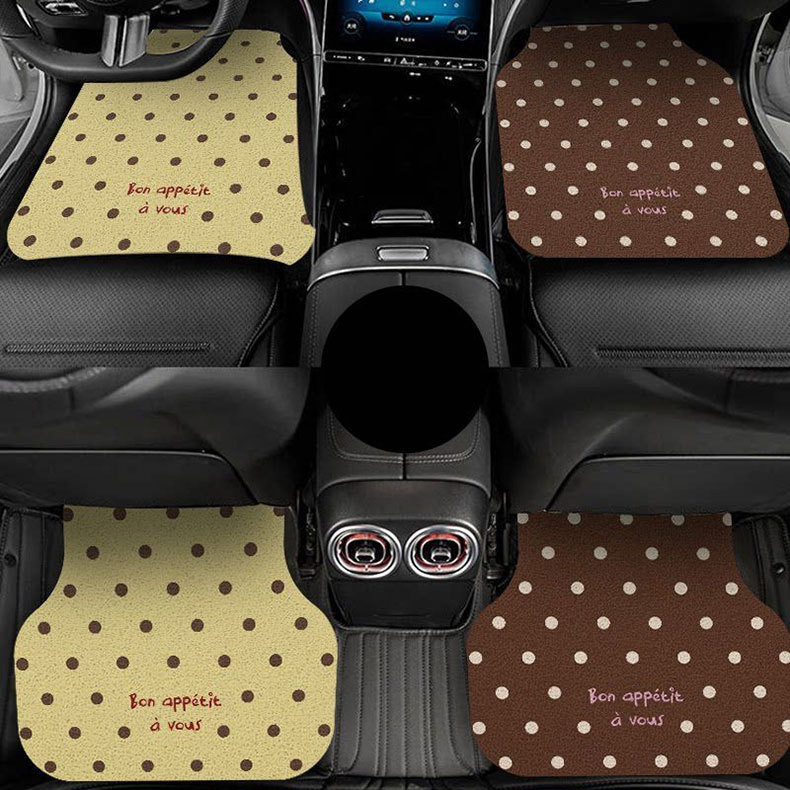 Ins-style polka dot silk loop floor mat, polka dot car floor mat, durable, scratch-resistant, dirt-resistant, easy to clean, anti-stain car mat