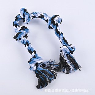 Amazon Hot Selling Big Dog Toy Pet Molar Bite Knot Woven Five Knot Pet Toy Bite Resistant Cotton Rope