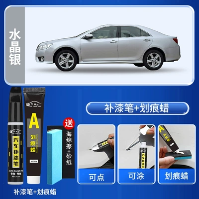 Camry touch-up paint pen in Pearl White, Avtomobil boya qələmləri - crystal-silverpaint-repair-pen-scratch-wax-includes-sandpaper-and-sponge